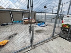 Security fencing.